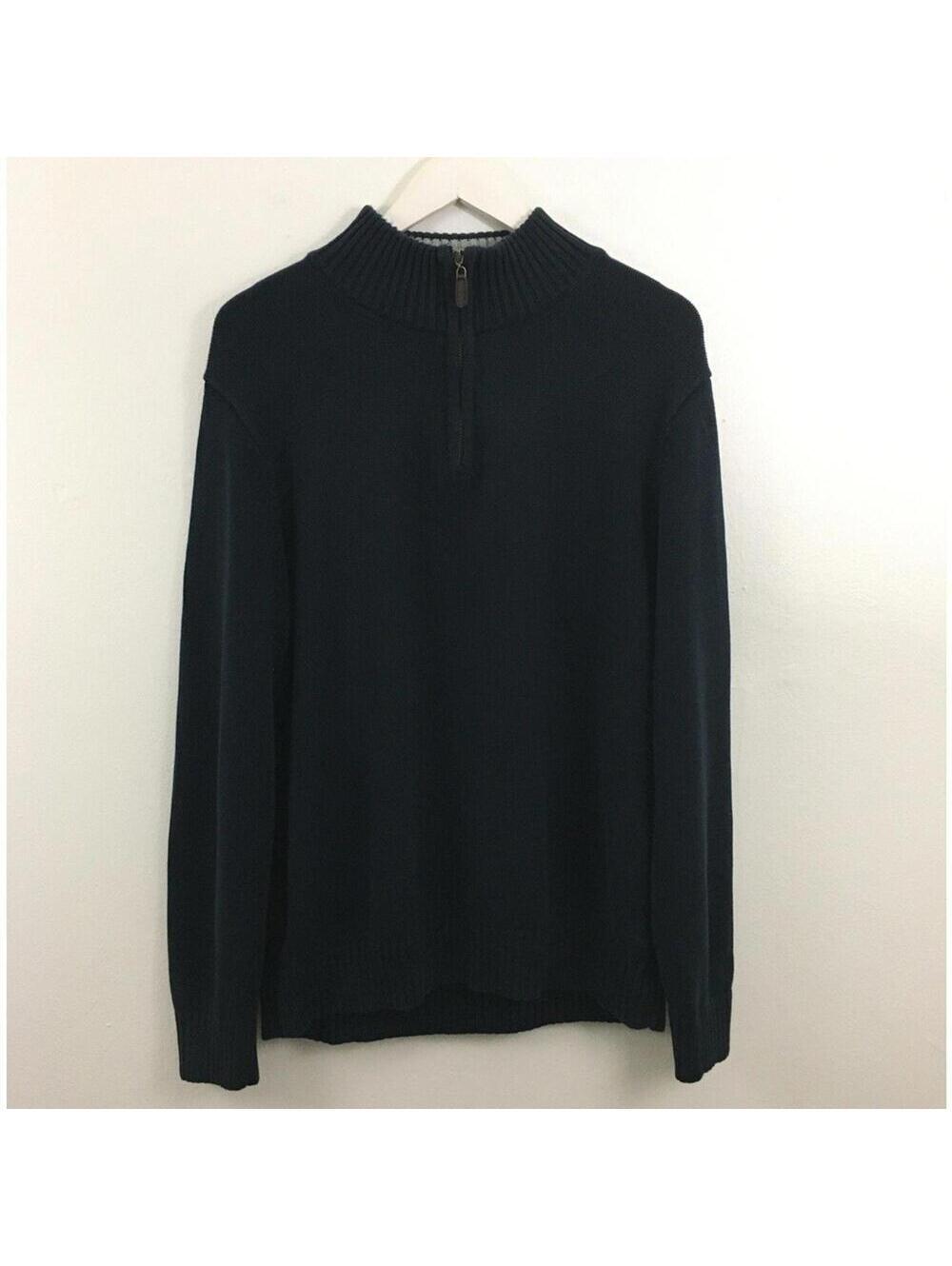 L.L Bean Men’s 100% Cotton Quarter Zip Blue Sweater Size L